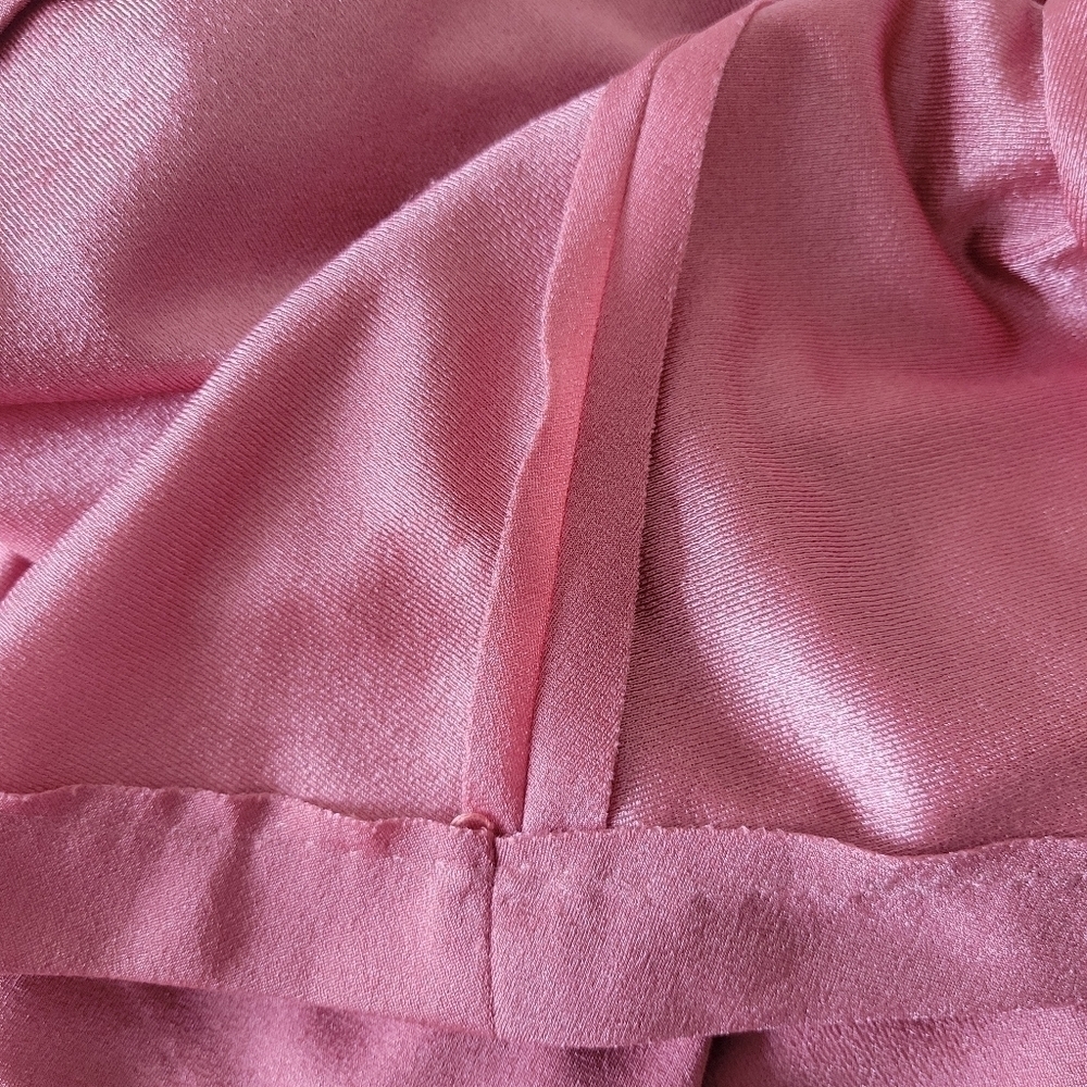 Vintage 70s Rose Pink Shimmery Maxi Formal Disco Gown - Picture 6 of 7